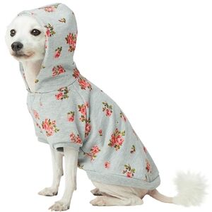 Blueberry Pet Floral Dog Hoodie, Stylish Gray, Size SMALL